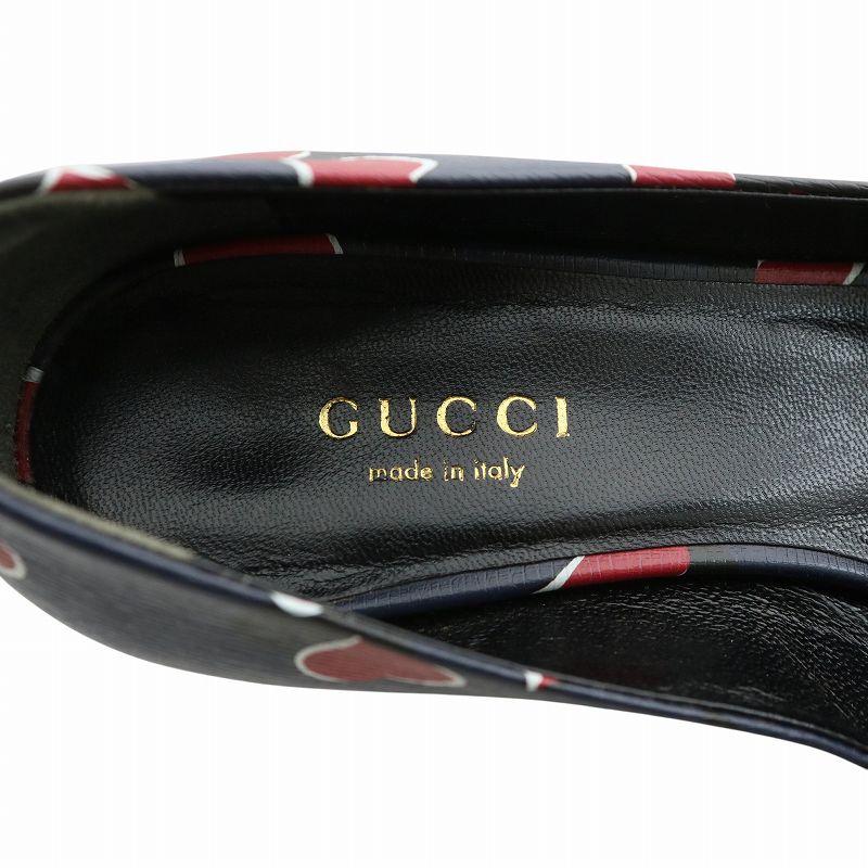 GUCCI（グッチ） パンプス レザー オープントゥ ウェッジソール ハート 