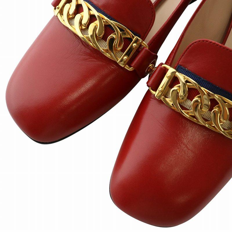 GUCCI（グッチ） シルヴィ パンプス レザー スクエアトゥ チャンキー