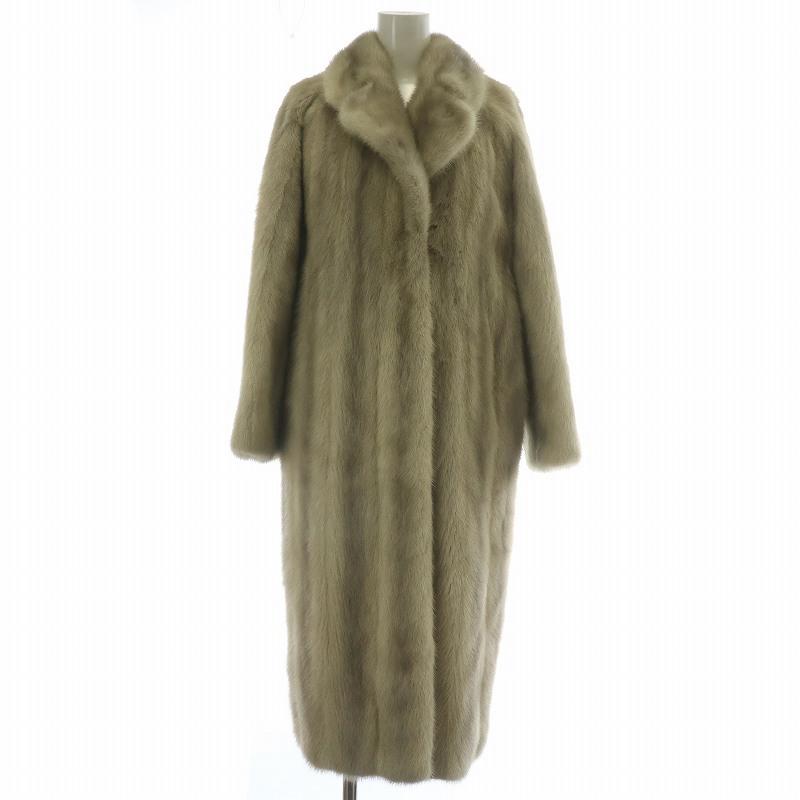 【中古】GINZA AZUMA ファーコート アウター 毛皮 サファイアミンク ロング 11 L グレー /XZ ■GY11 レディース GINZA AZUMA ファーコート アウター 毛皮 サファイアミンク ロング 11