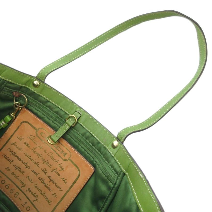 COACH（コーチ） シグネチャー トートバッグ キャンバス ベージュ 緑