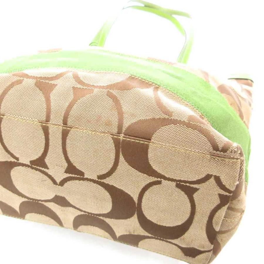 COACH（コーチ） シグネチャー トートバッグ キャンバス ベージュ 緑