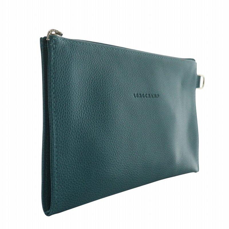 LONGCHAMP（ロンシャン） ポーチ 小物入れ レザー ロゴ 型押し 青