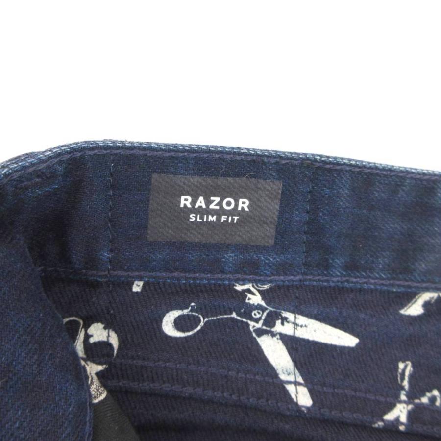 デンハム DENHAM RAZOR SLIM デニムパンツ ジーンズ USED加工 刺繍 革 