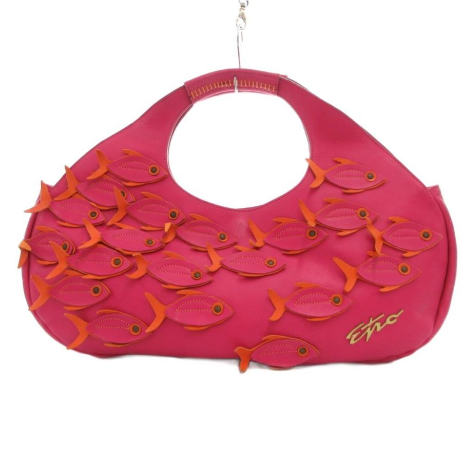 ETRO エトロ ハンドバッグ 手提げカバン レザー 皮革 ロゴ 魚