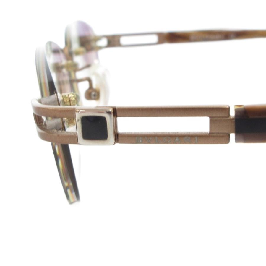 正規レア ブルガリ サイドロゴ ブロンズメタルコンビアイウェア 茶 付属有 眼鏡 BVLGARI（ブルガリ） メガネ めがね アイウェア 度あり リムレス
