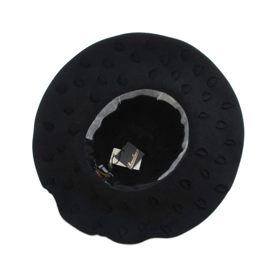 ボルサリーノ Borsalino フェルトハット 帽子 兎毛 M 黒 ブラック /UO