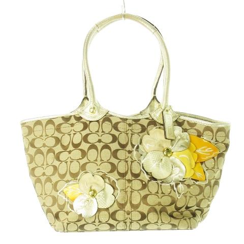 COACH（コーチ） トートバッグ キャンバス レザー 革 ハク メタリック 