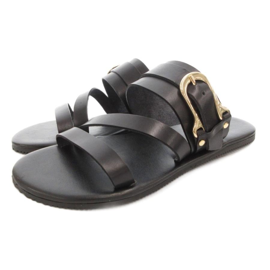 【中古】ヌオヴォニカール Nuovo Nicar バックルサンダル スライド レザー 37 黒 ブラック /GV ■GY18 レディース ヌオヴォニカール Nuovo Nicar バックルサンダル スライド レザー 37