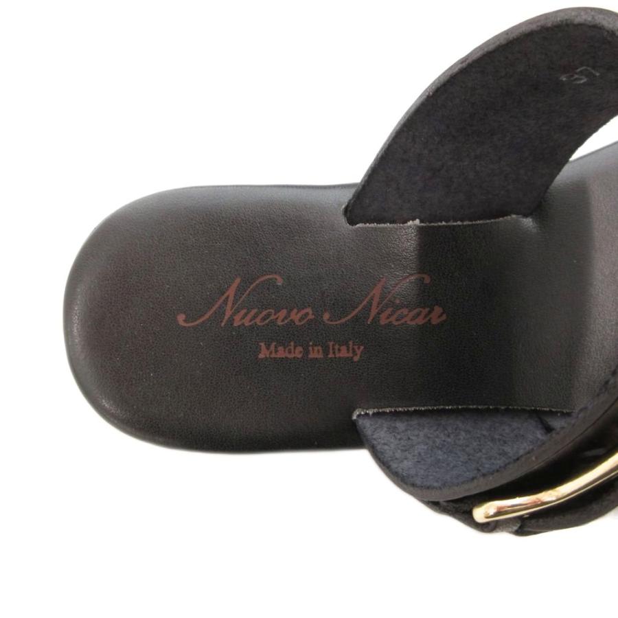 【中古】ヌオヴォニカール Nuovo Nicar バックルサンダル スライド レザー 37 黒 ブラック /GV ■GY18 レディース ヌオヴォニカール Nuovo Nicar バックルサンダル スライド レザー 37