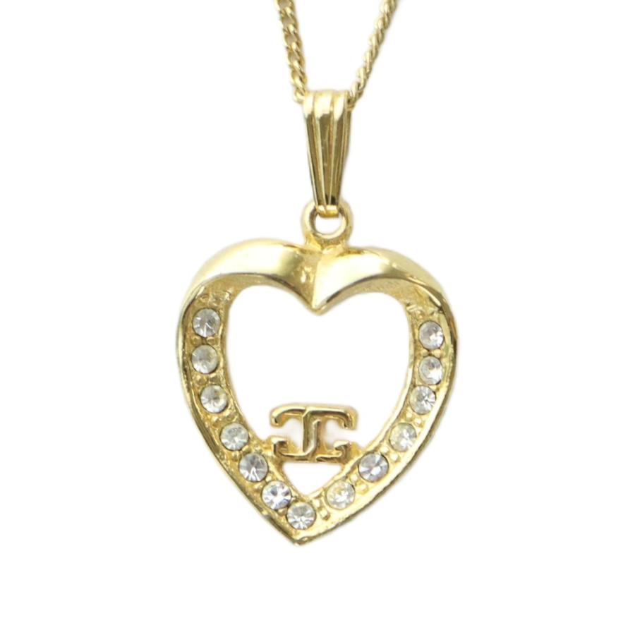 ジバンシー　ネックレス　ラインストーン　ロゴ　ハート　ゴールド ジバンシー ハート ラインストーン ネックレス ゴールド メッキ