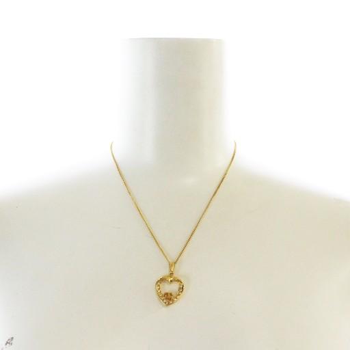 ジバンシー　ネックレス　ラインストーン　ロゴ　ハート　ゴールド ジバンシー ハート ラインストーン ネックレス ゴールド メッキ