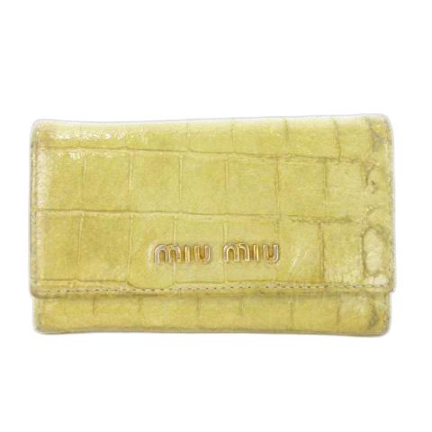 miu miu（ミュウミュウ） キーケース 6連 レザー クロコ型押し ロゴ