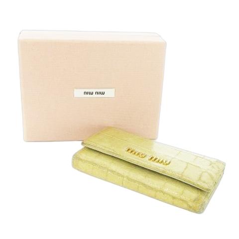 miu ミュウミュウ miumiu キーケース 6連 レザー クロコ型押し ロゴ 