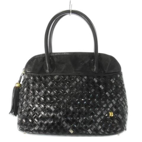 【中古】バリー BALLY ハンドバッグ メッシュ 編み込み レザー 本革 タッセル 黒 ブラック /CK13 ■GY18 レディース Bally（バリー） ハンドバッグ メッシュ 編み込み レザー 本革