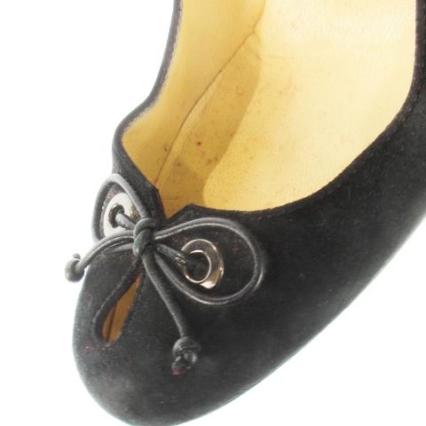 【中古】クリスチャンルブタン Christian louboutin パンプス ピンヒール ラウンドトゥ スエード 切替 リボン 36 黒 Christian Louboutin（クリスチャンルブタン） パンプス ピンヒール
