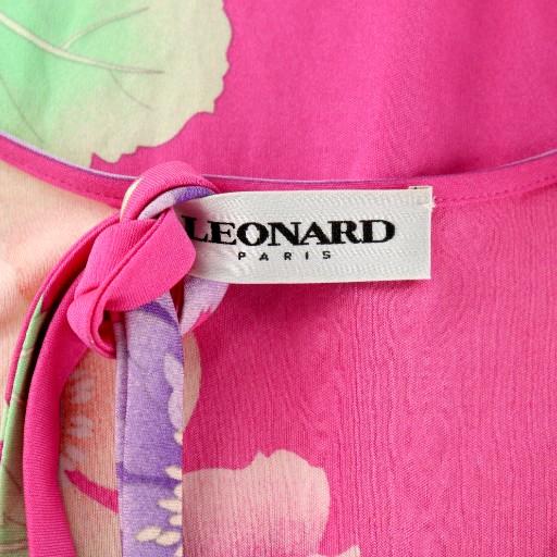 LEONARD 花柄チュニック 五分袖 薄紫 LEONARD フラワープリント 五分袖