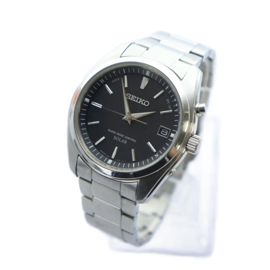 セイコー SEIKO スピリット 腕時計 ウォッチ ソーラー 黒文字盤 ロゴ  