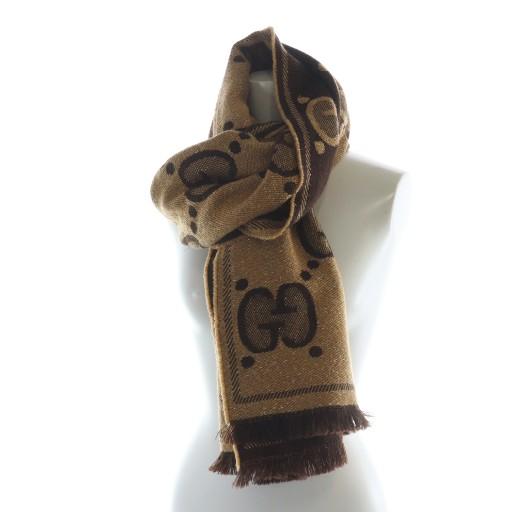 GUCCI（グッチ） ジャガード マフラー ストール ロゴ GG柄 総柄 ラメ