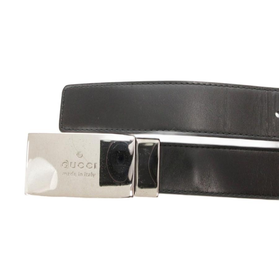 GUCCI（グッチ） レザーベルト バックルロゴ 黒 ブラック /GV □GY18