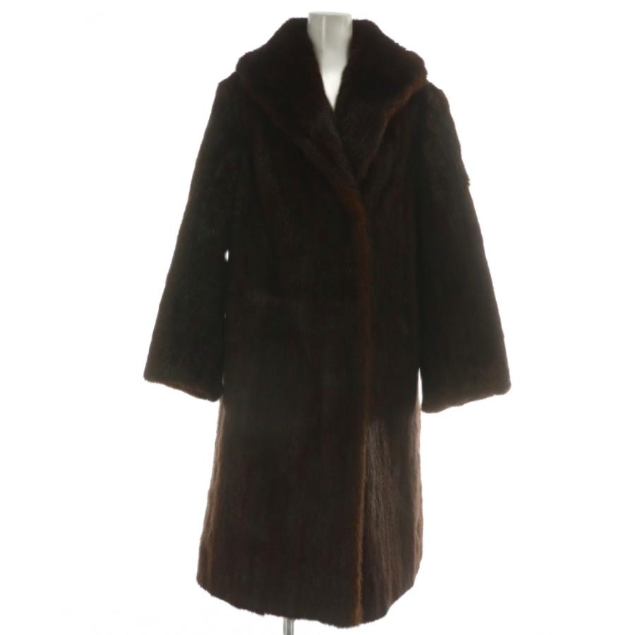 ノーブランド ファーコート アウター 毛皮 ミンク ロング 比翼ボタン