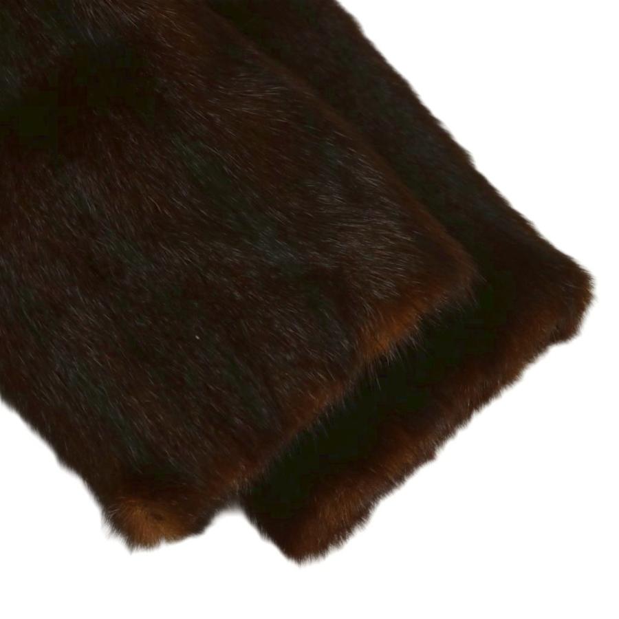 ブラウン 毛皮コート ボタン付き ノーブランド ファーコート アウター 毛皮 ミンク ロング 比翼ボタン