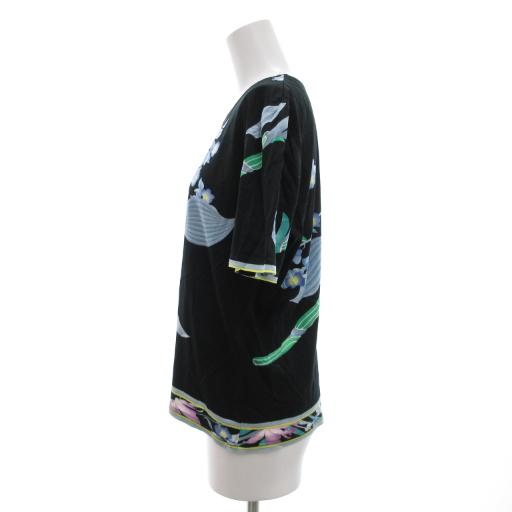 LEONARD（レオナール） カットソー Tシャツ 半袖 L 黒 ブラック 花柄