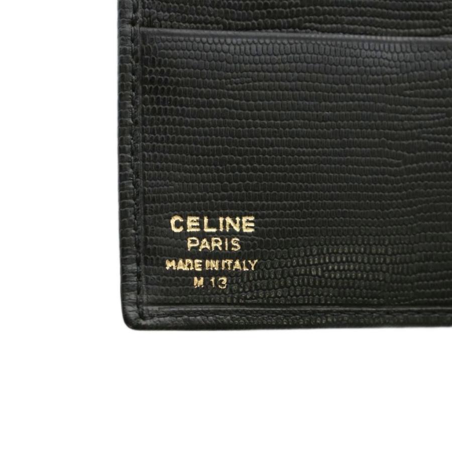 90s CELINE セリーヌ 二つ折り財布 ブラック 黒 本革 レザー ロゴ CELINE セリーヌ ロゴ 二つ折り財布（小銭入れあり） カーフ