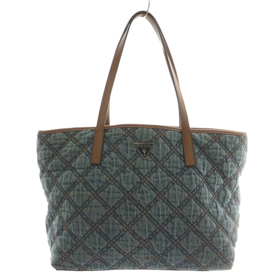ゲス GUESS トートバッグ ハンド デニム キャンバス レザー 