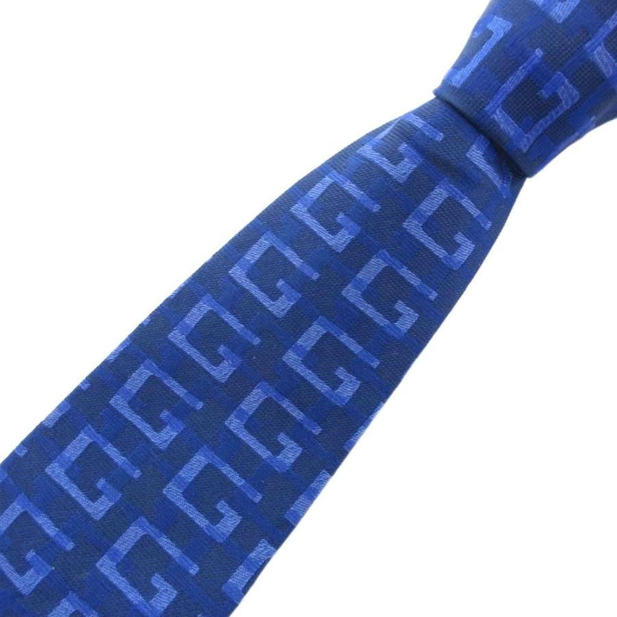 GUCCI（グッチ） ネクタイ Gロゴ 総柄 絹 シルク 青 ブルー /JS □GY18
