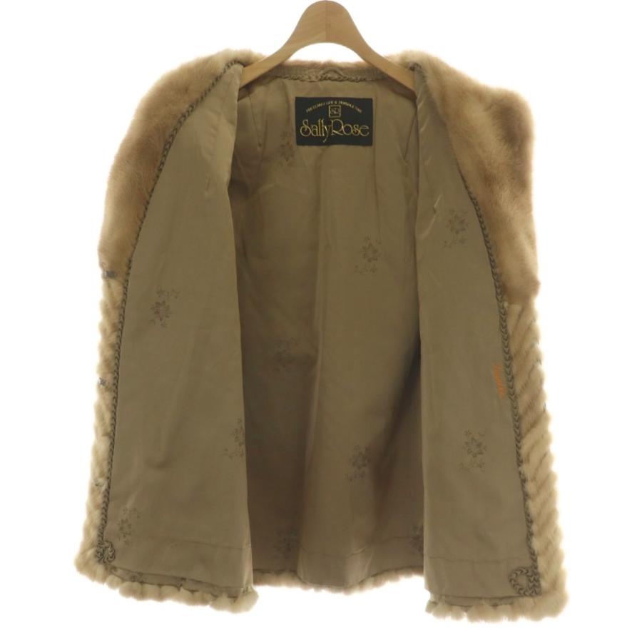【中古】サリーローズ Sally Rose ファーコート アウター 毛皮 ミンク ミドル ヘリンボーン 9 M ベージュ サリーローズ Sally Rose ファーコート アウター 毛皮 ミンク ミドル