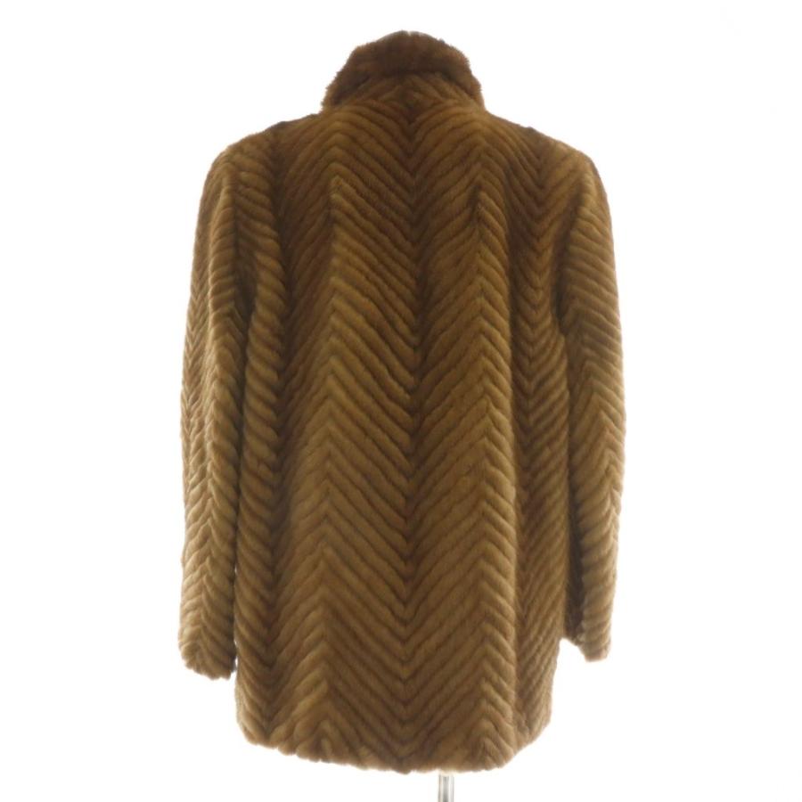 【中古】ファーフラッシュ FUR FLASH ファーコート アウター 毛皮 ミンク ミドル 肩パッド ヘリンボーン 11 L 茶色 ファーフラッシュ FUR FLASH ファーコート アウター 毛皮 ミンク