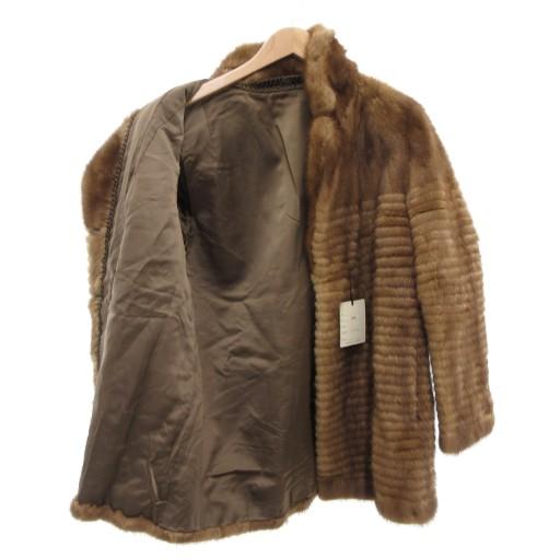 【中古】未使用品 ジャージー Jersey ファーコート ミンクファー 毛皮 15 茶 ブラウン ハーフ丈 ■GY18 レディース 未使用品 ジャージー Jersey ファーコート ミンクファー 毛皮 15 茶