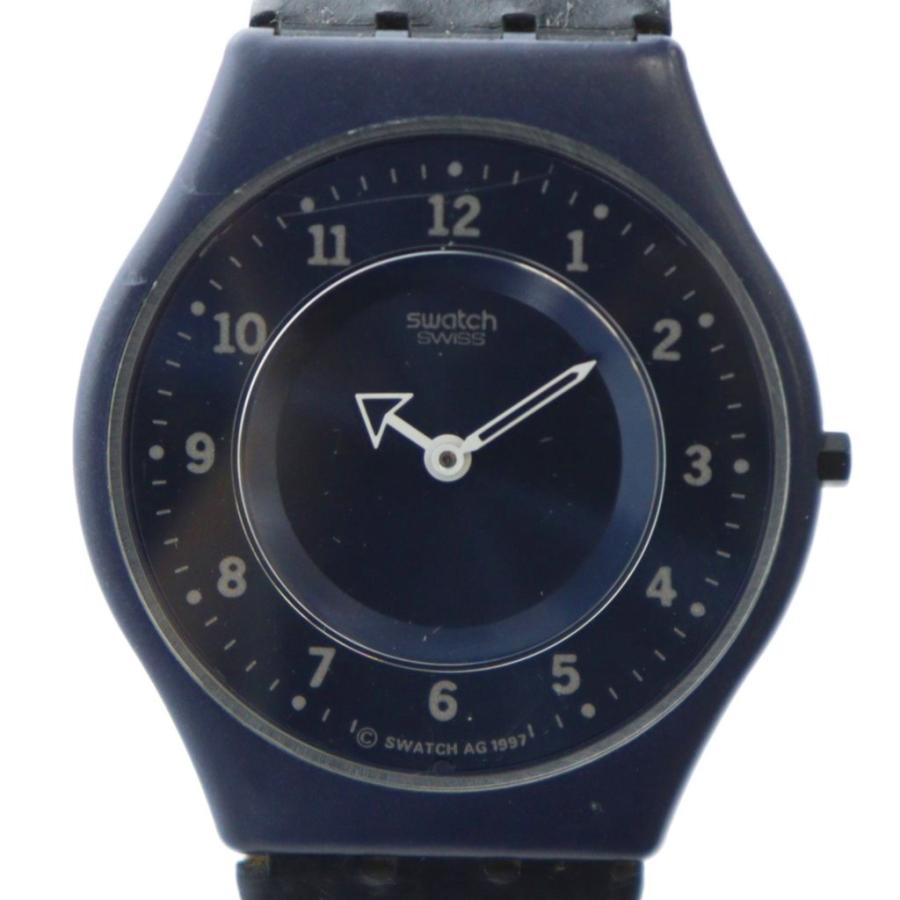 スウォッチ SWATCH 腕時計 ウォッチ クォーツ ラウンド ロゴ 紺 