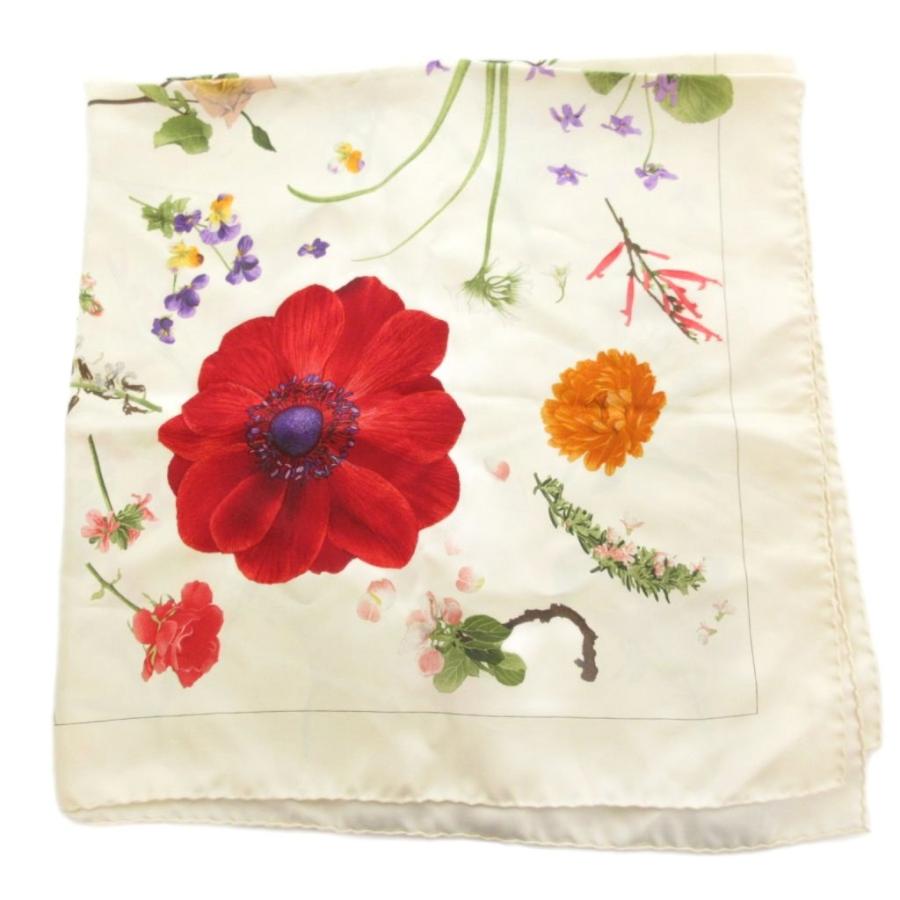 GUCCI（グッチ） スカーフ 絹 シルク 花柄 クリームカラー /UO □GY18