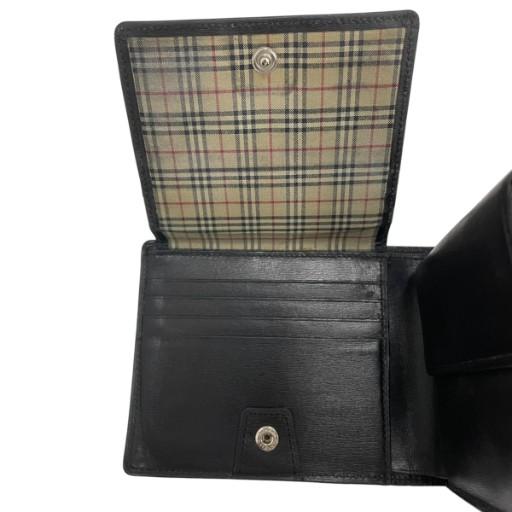 【新品同様】BURBERRY バーバリー　二つ折り　財布　ブラック　黒　レザー BURBERRY バーバリー 2つ折り財布 小銭入れ付き/B-CUT MS CC