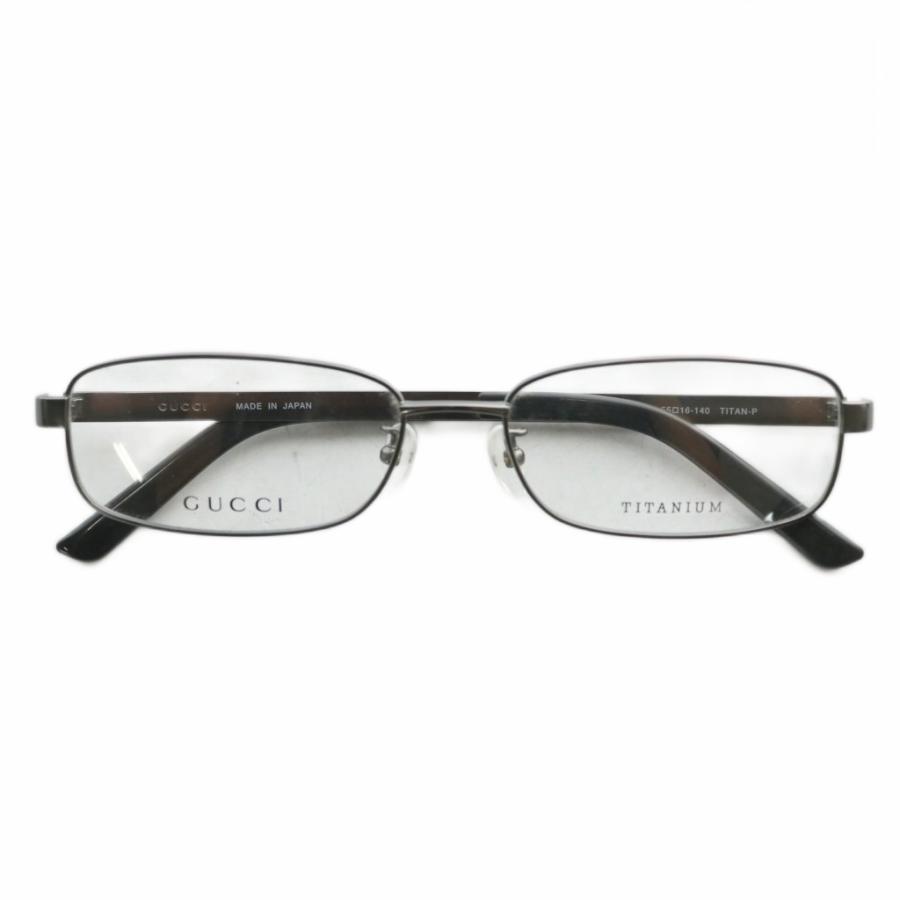 GUCCI（グッチ） 眼鏡 メガネ 度なし チタンフレーム スクエア ロゴ 55