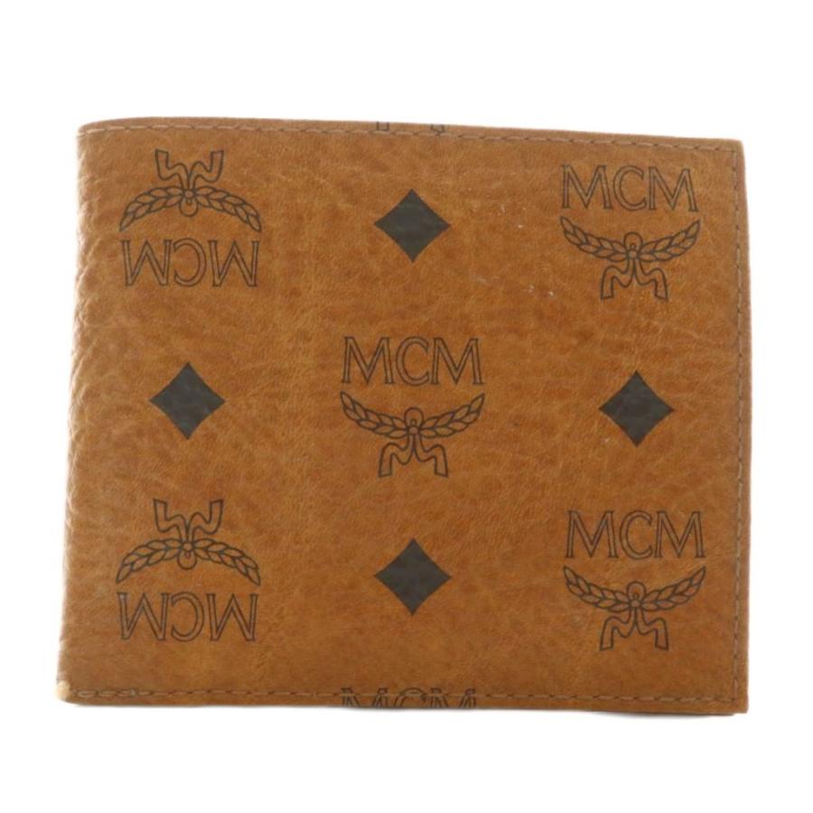 MCM 二つ折り財布 ブラウン レザー エムシーエム MCM 財布 二つ折り レザー ヴィセトス柄 総柄 ロゴ