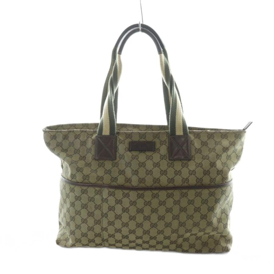 【中古】グッチ GUCCI トートバッグ ハンド 155524 ロゴ GGキャンバス 茶 ブラウン カーキ GUCCI（グッチ） トートバッグ ハンド 155524 ロゴ GGキャンバス 茶