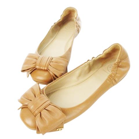TORY BURCH トリーバーチ　フラットバレエシューズ　6M ベージュ TORY BURCH（トリーバーチ） バレエシューズ フラットパンプス レザー