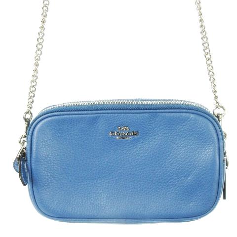 COACH レザー バッグ 青色 付属品あり COACH（コーチ） ショルダーバッグ ポシェット レザー 革 ロゴ