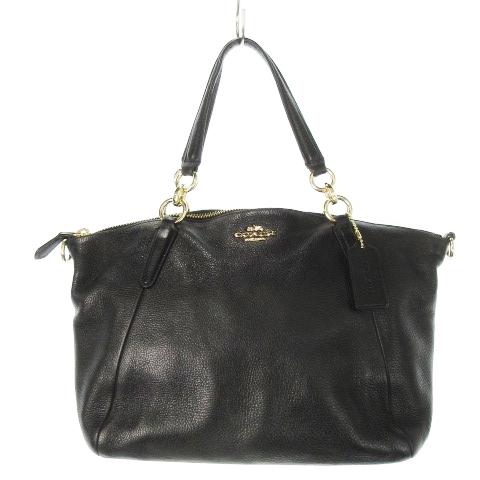 COACH（コーチ） ハンドバッグ レザー 革 シボ革 ロゴ 黒 ブラック