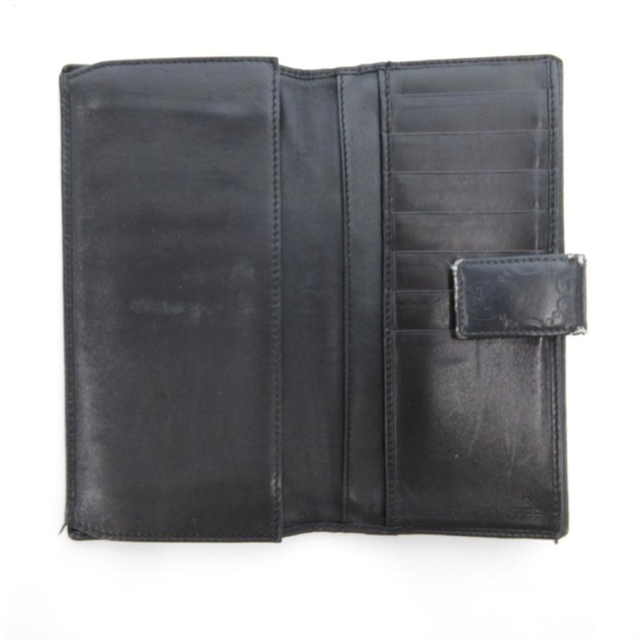 GUCCI（グッチ） グッチシマ 長財布 Wホック GG ロゴ 型押し レザー 黒