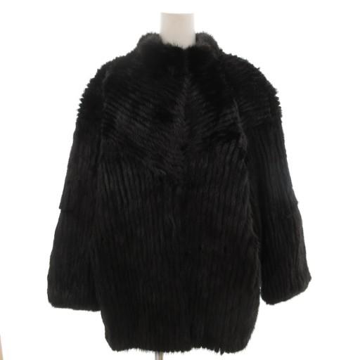 ノーブランド ファーコート 毛皮 ミンクファー LL 黒 ブラック /AE