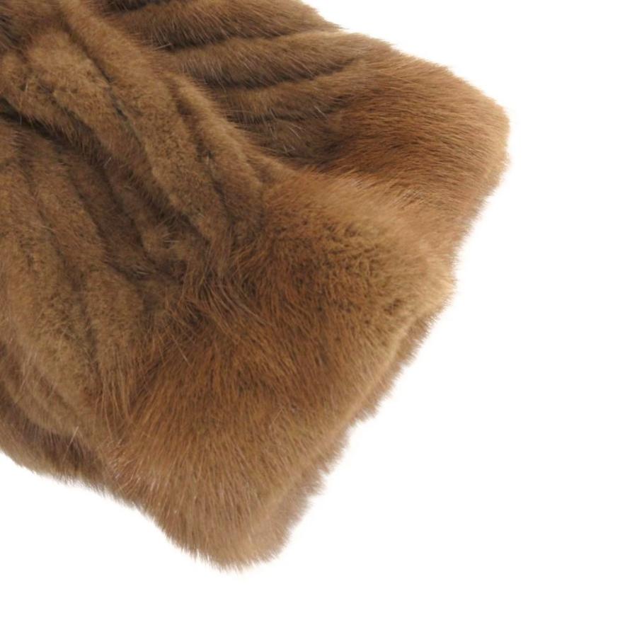 エンバ EMBA ファーコート 毛皮 ミンク ストライプ 茶 ブラウン /JS