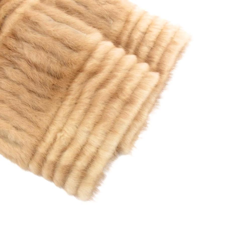 ノーブランド ファーコート ミンク 毛皮 ストライプ 11 ベージュ /JS