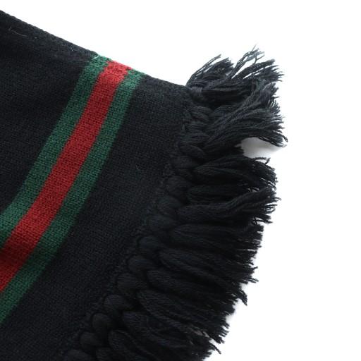 GUCCI（グッチ） マフラー ストール ロゴ シェリーライン フリンジ 黒