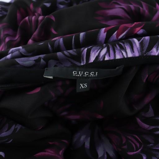 GUCCI（グッチ） ミドルワンピース 長袖 ロゴ XS 黒 ブラック 花柄 /MQ