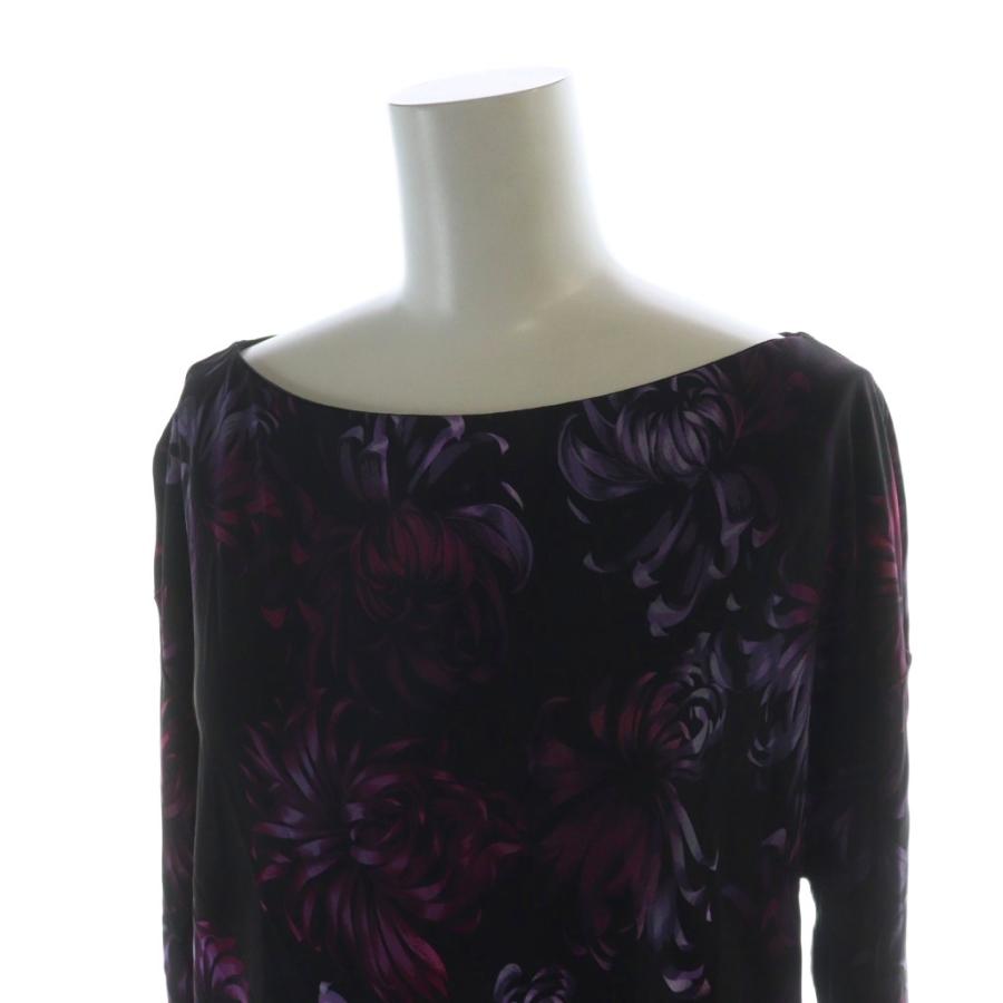 GUCCI（グッチ） ミドルワンピース 長袖 ロゴ XS 黒 ブラック 花柄 /MQ