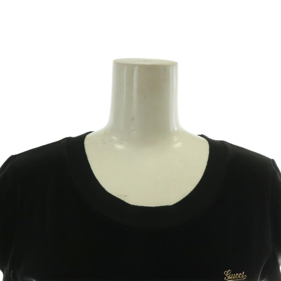 GUCCI（グッチ） ワンピース ベロア 半袖 ひざ丈 ロゴ ゴールド金具 XS