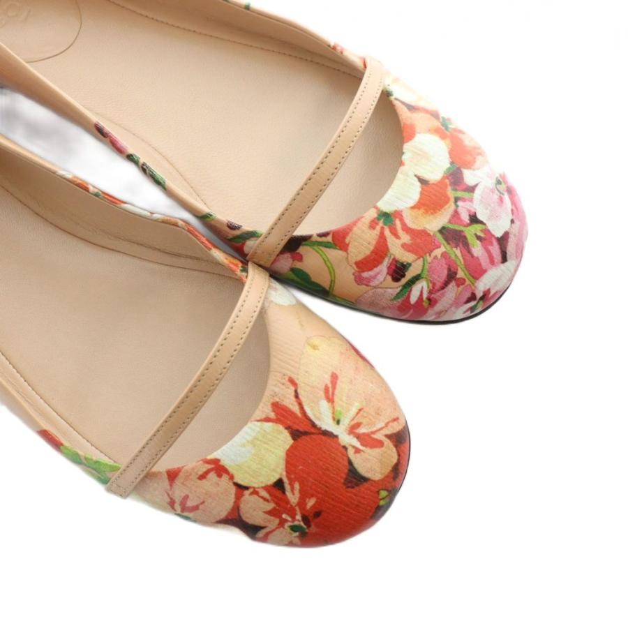 【中古】グッチ GUCCI パンプス ラウンドトゥ ストラップ 花柄 PVC ロゴ 34 21cm ピンク 411038 ■GY17 /MQ GUCCI（グッチ） パンプス ラウンドトゥ ストラップ 花柄 PVC ロゴ 34